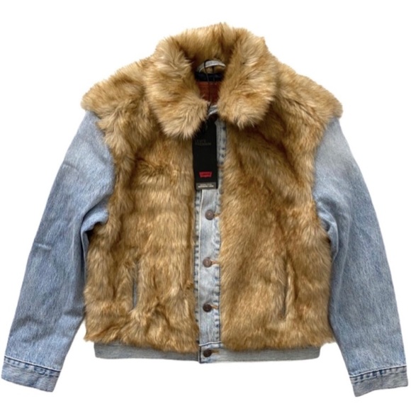 Levi's Fur Denim Trucker Jacket - Picture 1 of 17